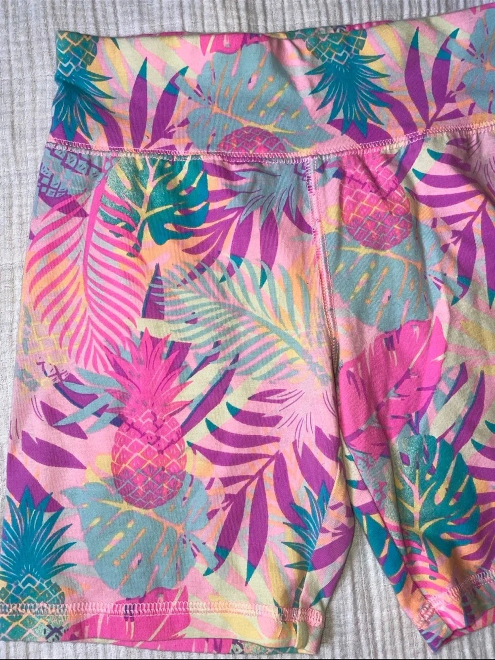 Justice Pink Multi Tropical Print Bike Shorts